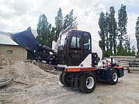 Aimix portable concrete mixer working onsite in Tajikistan